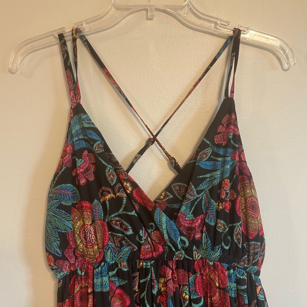 Flying Tomato black floral maxi dress L - Picture 4 of 8